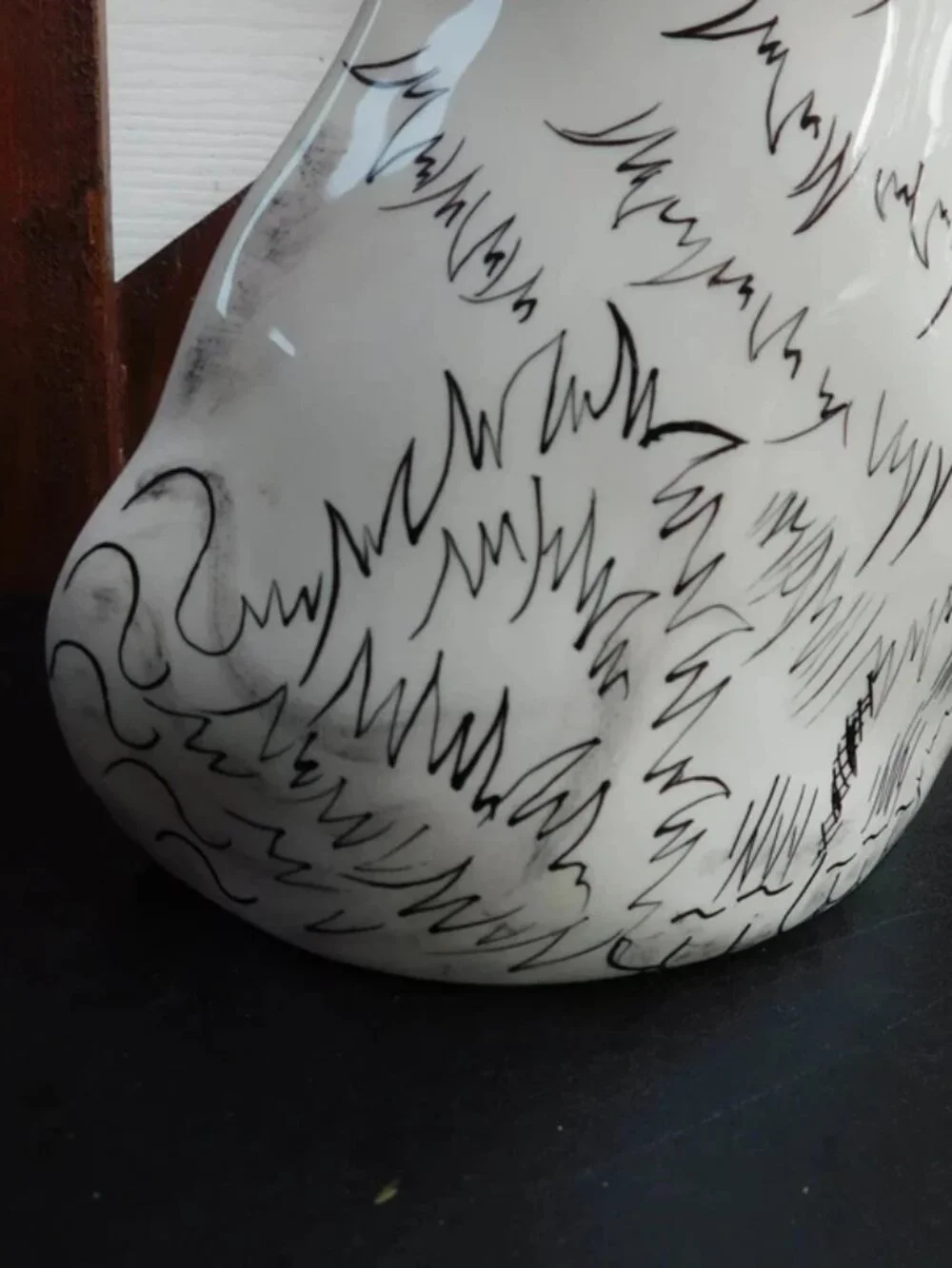 Cats By Nina Lyman Ceramic Hand Painted Cat Vase White Gold Eyes Planter